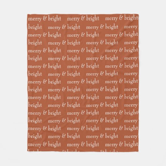 Modern Merry & Bright Terracotta Kerstfeestdag Fleece Deken (Voorkant)
