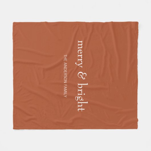 Modern Merry & Bright Terracotta Kerstfeestdag Fleece Deken (Voorkant (Horizontaal))