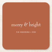 Modern Merry & Bright Terracotta Kerstfeestdag Kartonnen Onderzetters (Voorkant)