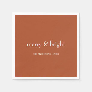 Modern Merry & Bright Terracotta Kerstfeestdag Servet