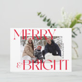 Modern Merry & Bright Typografie 3 Kerstmis Feestdagenkaart (Staand voorkant)