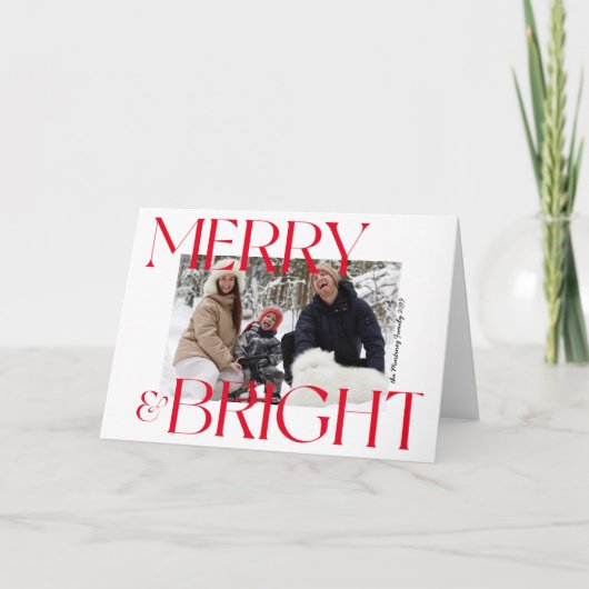 Modern Merry & Bright Typography Feestdagen Kaart (Voorkant)