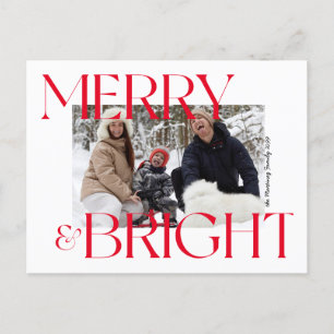 Modern Merry & Bright Typography Feestdagenkaart