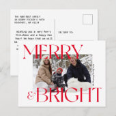 Modern Merry & Bright Typography Feestdagenkaart (Voorkant / Achterkant)