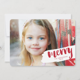 Modern Merry Brush Letter Holiday Photo Card Feestdagenkaart