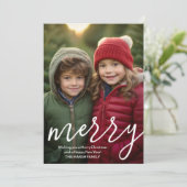 Modern Merry Calligraphy Vertical Botanical Photo Feestdagenkaart (Staand voorkant)