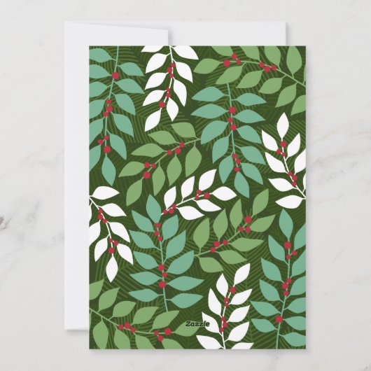 Modern Merry Calligraphy Vertical Botanical Photo Feestdagenkaart (Achterkant)