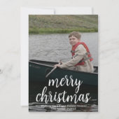 Modern Merry Calligraphy Vertical Botanical Photo Feestdagenkaart (Voorkant)