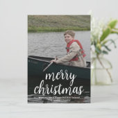 Modern Merry Calligraphy Vertical Botanical Photo Feestdagenkaart (Staand voorkant)