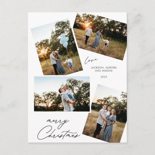 Modern Merry Christmas 4 fotoontwerp Feestdagenkaart (Voorkant)