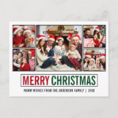 Modern Merry Christmas 5 Foto Briefkaart (Voorkant)