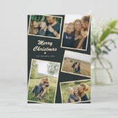 Modern Merry Christmas 5 Foto Vakantie Kaart (Staand voorkant)