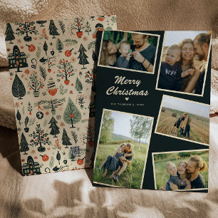 Modern Merry Christmas 5 Foto Vakantie Kaart