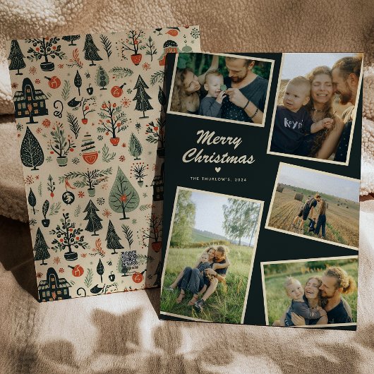 Modern Merry Christmas 5 Foto Vakantie Kaart