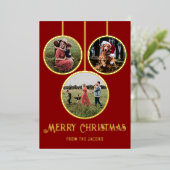 Modern Merry Christmas Bauble Foto Folie Feestdagenkaart (Staand Voorkant)