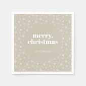 Modern Merry Christmas Beige Snowflake patroon Servet (Voorkant)