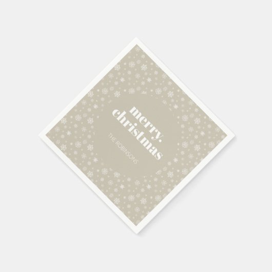 Modern Merry Christmas Beige Snowflake patroon Servet (Hoek)