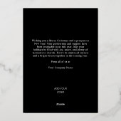 Modern Merry Christmas Black Corporate Logo Folie Feestdagenkaart (Achterkant)