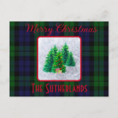 Modern Merry Christmas Black Horloge Tartan Check Feestdagenkaart (Voorkant)