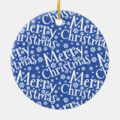 Modern MERRY CHRISTMAS Blue Snowflake Photo Keramisch Ornament (Achterkant)