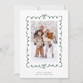 Modern Merry Christmas Cadeau lint foto Feestdagenkaart (Voorkant)