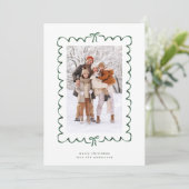 Modern Merry Christmas Cadeau lint foto Feestdagenkaart (Staand voorkant)