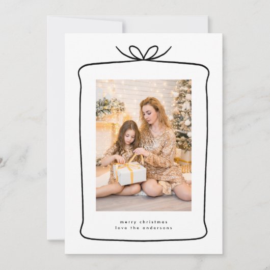 Modern Merry Christmas Cadeau lint foto Feestdagenkaart (Voorkant)