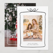 Modern Merry Christmas Cadeau lint foto Feestdagenkaart (Voorkant / Achterkant)