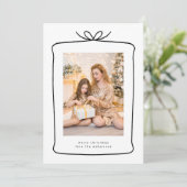 Modern Merry Christmas Cadeau lint foto Feestdagenkaart (Staand voorkant)