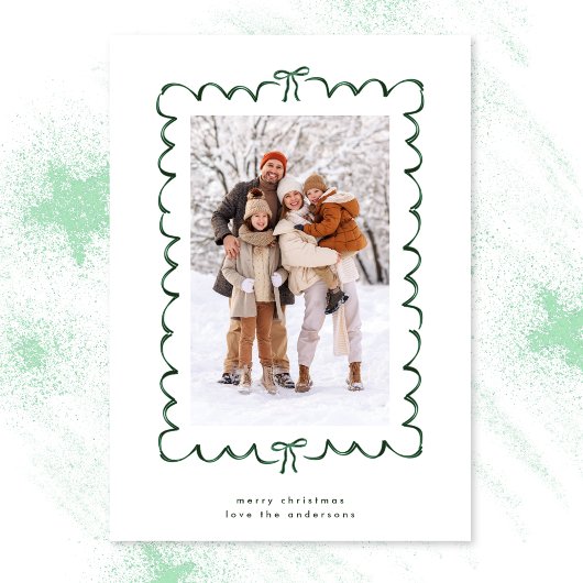 Modern Merry Christmas Cadeau lint foto Feestdagenkaart