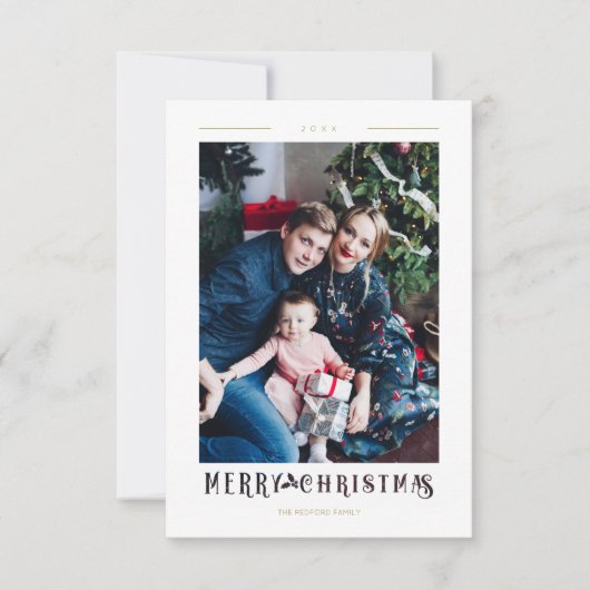 Modern Merry Christmas Calligraphy Custom Photo (Voorkant)