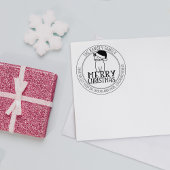 Modern Merry Christmas Cat retouradres Rubberstempel