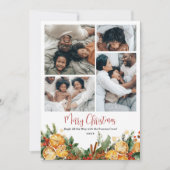 Modern merry Christmas Citrus family 5 photos Feestdagenkaart (Voorkant)