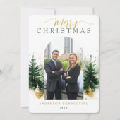 Modern Merry Christmas Corporate Photo  Feestdagenkaart (Voorkant)