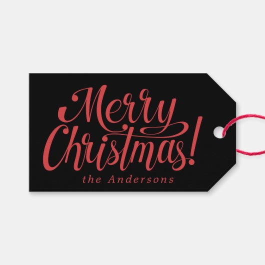 Modern  Merry Christmas Costum Stickers Cadeaulabel (Voorkant (Horizontaal))