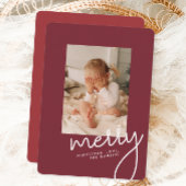 Modern Merry Christmas Eenvoudig script Eén foto Feestdagenkaart