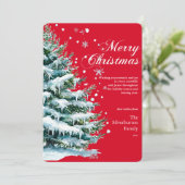 Modern Merry Christmas Elegant Script Sneeuwvuur Feestdagenkaart (Staand voorkant)