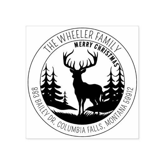 Modern Merry Christmas Elk retouradres Rubberstempel (Afrduk)