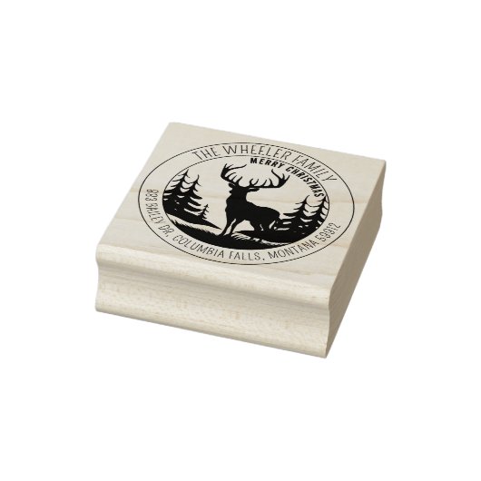 Modern Merry Christmas Elk retouradres Rubberstempel (Stempel)