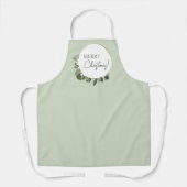 Modern Merry Christmas eucalyptus krans groen Schort (Voorkant)