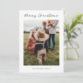 Modern Merry Christmas Family 4 Foto Feestdagenkaart (Staand voorkant)