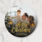Modern Merry Christmas Family Photo Bedankjes Labels (Voorkant)