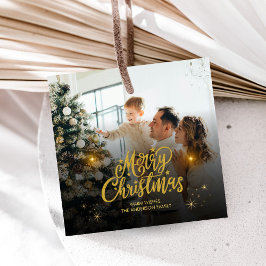Modern Merry Christmas Family Photo Bedankjes Labels