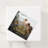 Modern Merry Christmas Family Photo Bedankjes Labels (In situ)