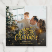 Modern Merry Christmas Family Photo Bedankjes Labels (Voorkant)