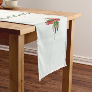 Modern merry Christmas family photo table runner Korte Tafelloper