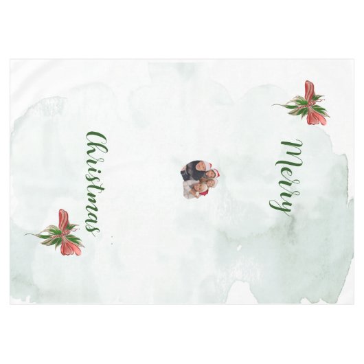 Modern merry Christmas family photo tablecloth  Tafelkleed (Voorkant (Horizontaal))