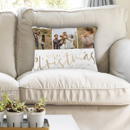 Modern Merry Christmas Faux Gold & Foto Accent Kussen