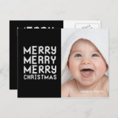 MODERN MERRY CHRISTMAS FOTO BRIEFKAART ZWART (Voorkant / Achterkant)