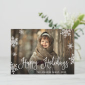 Modern Merry Christmas FOTO QR-code Feestdagenkaart (Staand voorkant)